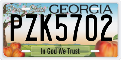GA license plate PZK5702