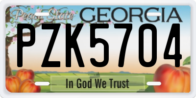 GA license plate PZK5704