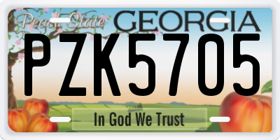 GA license plate PZK5705