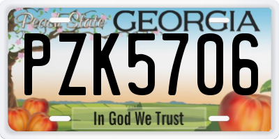 GA license plate PZK5706
