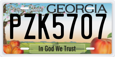 GA license plate PZK5707