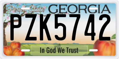 GA license plate PZK5742
