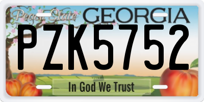 GA license plate PZK5752