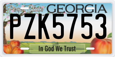 GA license plate PZK5753