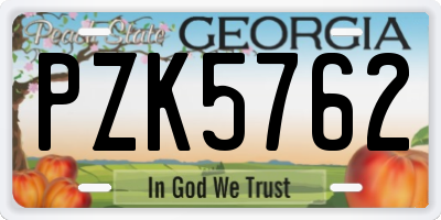 GA license plate PZK5762