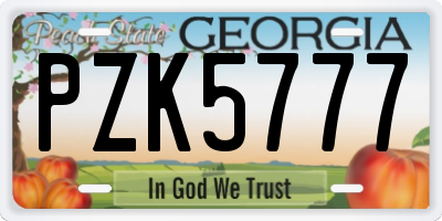 GA license plate PZK5777