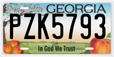 GA license plate PZK5793
