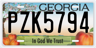 GA license plate PZK5794