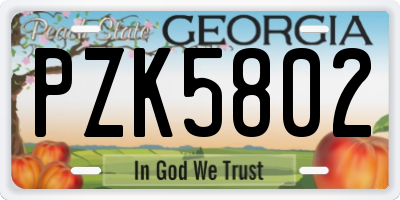 GA license plate PZK5802