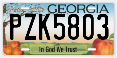 GA license plate PZK5803