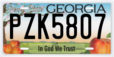 GA license plate PZK5807