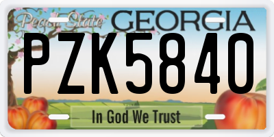GA license plate PZK5840