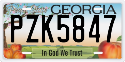 GA license plate PZK5847