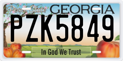 GA license plate PZK5849
