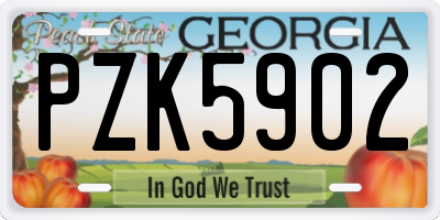 GA license plate PZK5902