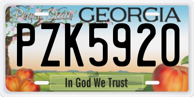 GA license plate PZK5920