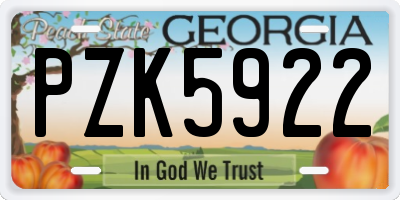 GA license plate PZK5922