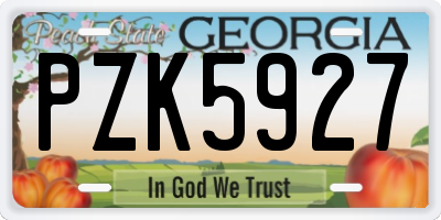 GA license plate PZK5927