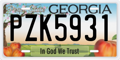 GA license plate PZK5931