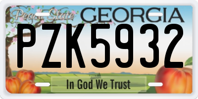GA license plate PZK5932