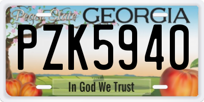 GA license plate PZK5940
