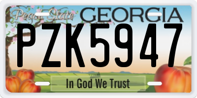 GA license plate PZK5947