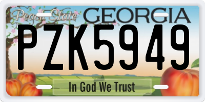 GA license plate PZK5949