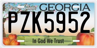 GA license plate PZK5952