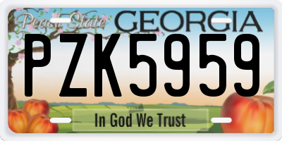 GA license plate PZK5959