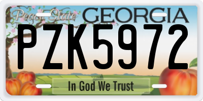 GA license plate PZK5972