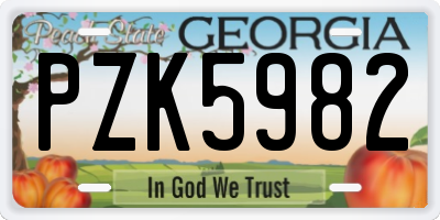GA license plate PZK5982