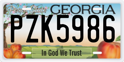 GA license plate PZK5986