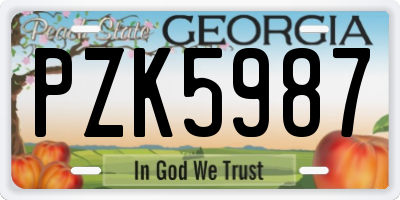 GA license plate PZK5987