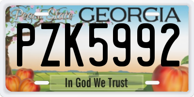 GA license plate PZK5992
