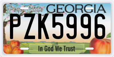 GA license plate PZK5996