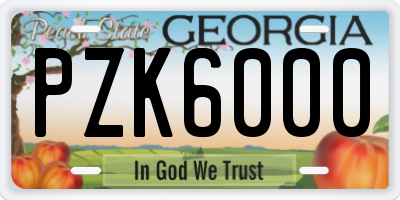 GA license plate PZK6000