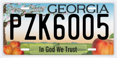 GA license plate PZK6005