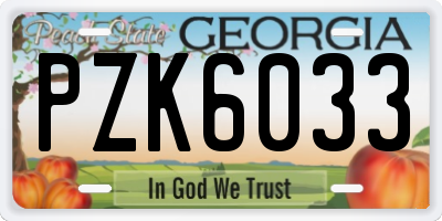 GA license plate PZK6033