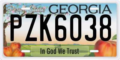 GA license plate PZK6038
