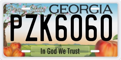 GA license plate PZK6060