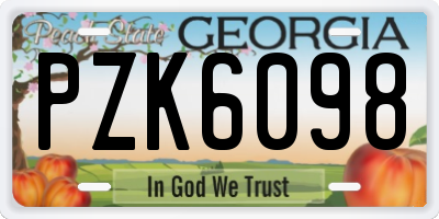 GA license plate PZK6098