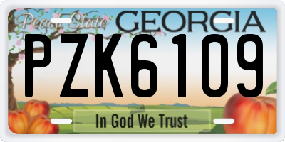 GA license plate PZK6109
