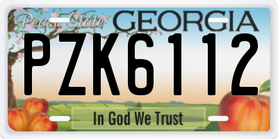 GA license plate PZK6112