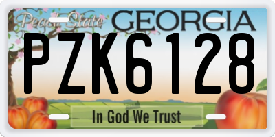 GA license plate PZK6128