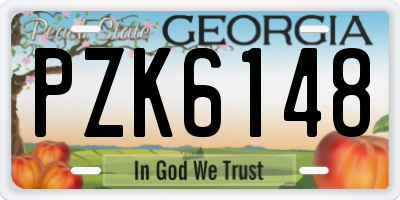 GA license plate PZK6148