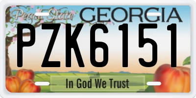 GA license plate PZK6151