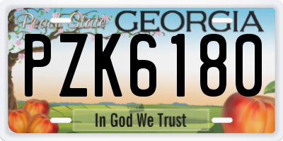 GA license plate PZK6180