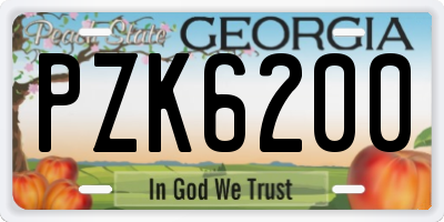 GA license plate PZK6200