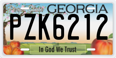 GA license plate PZK6212