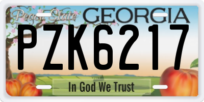GA license plate PZK6217